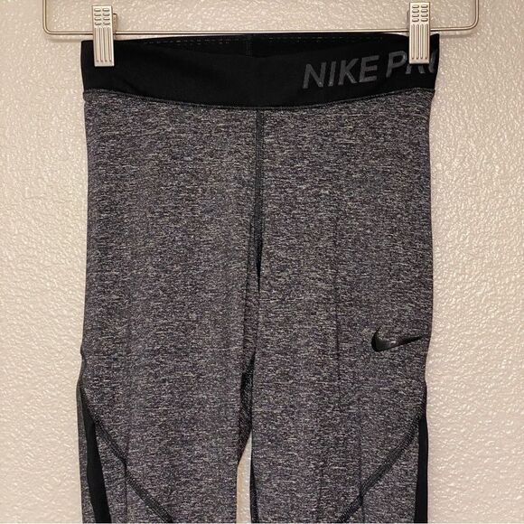 Nike Pro Hypercool mesh leggings heathered grey black full length XS - Picture 5 of 10